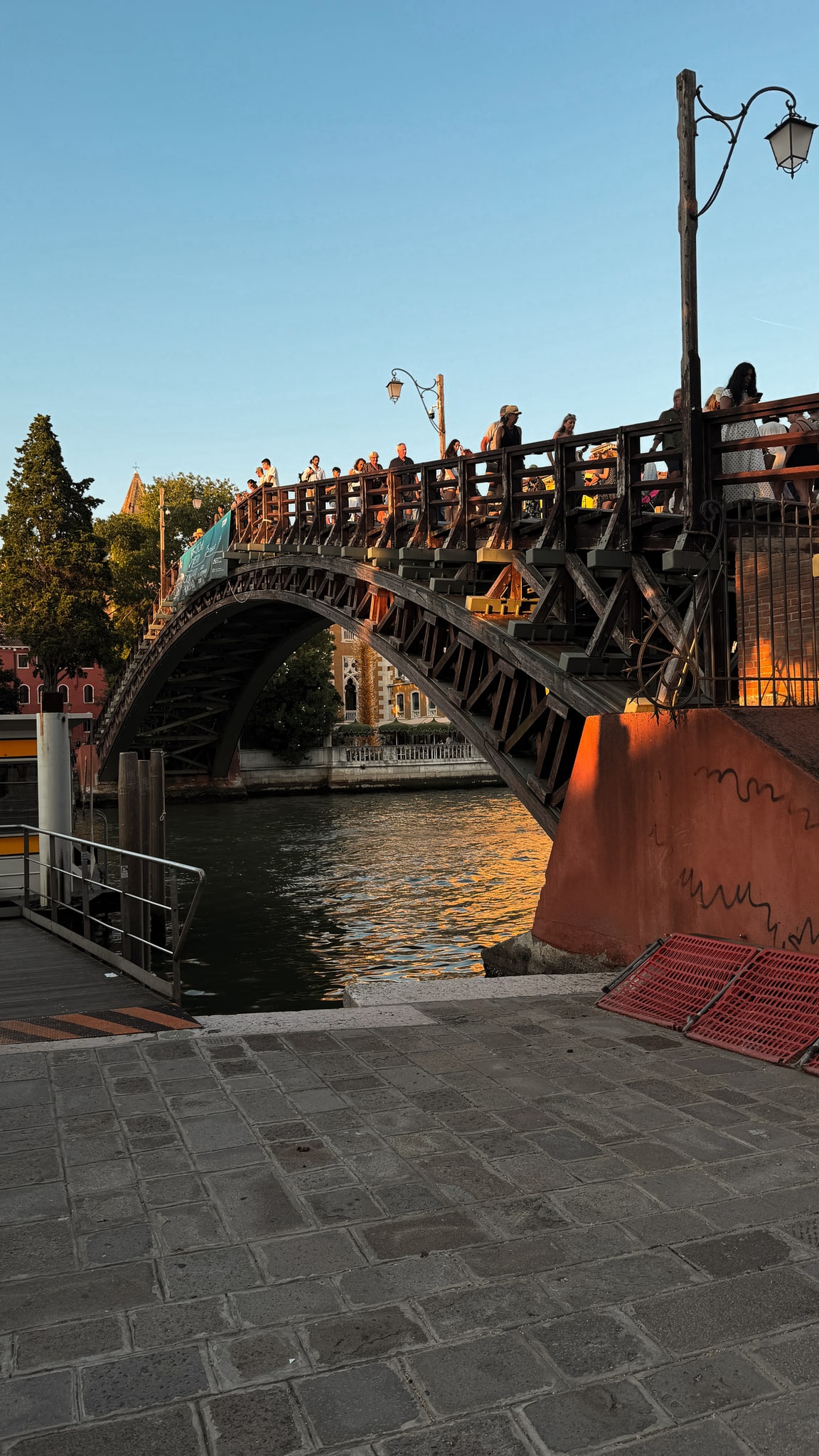 Evening light on a bridge and canal.